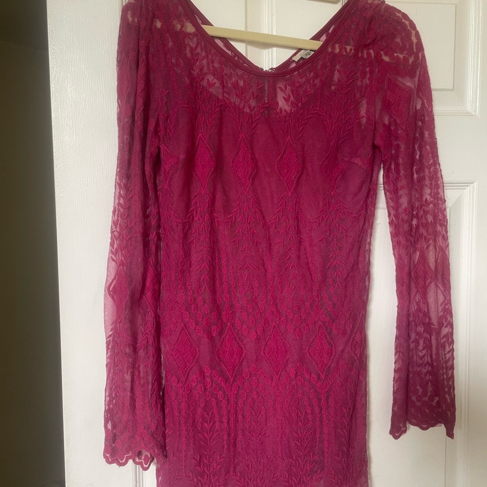 Ecote Pink Lace Mini Dress